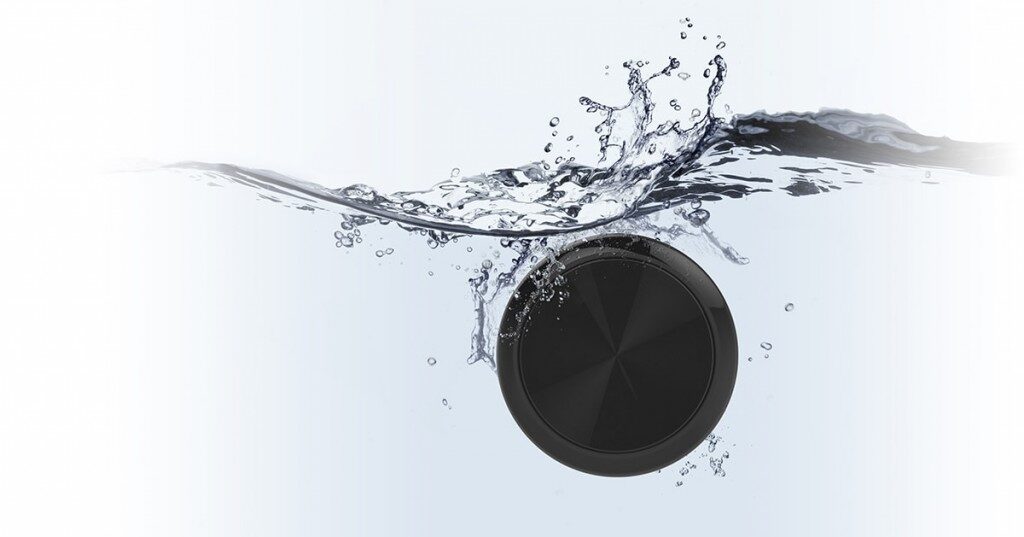 Water-resistant help button splashing into water